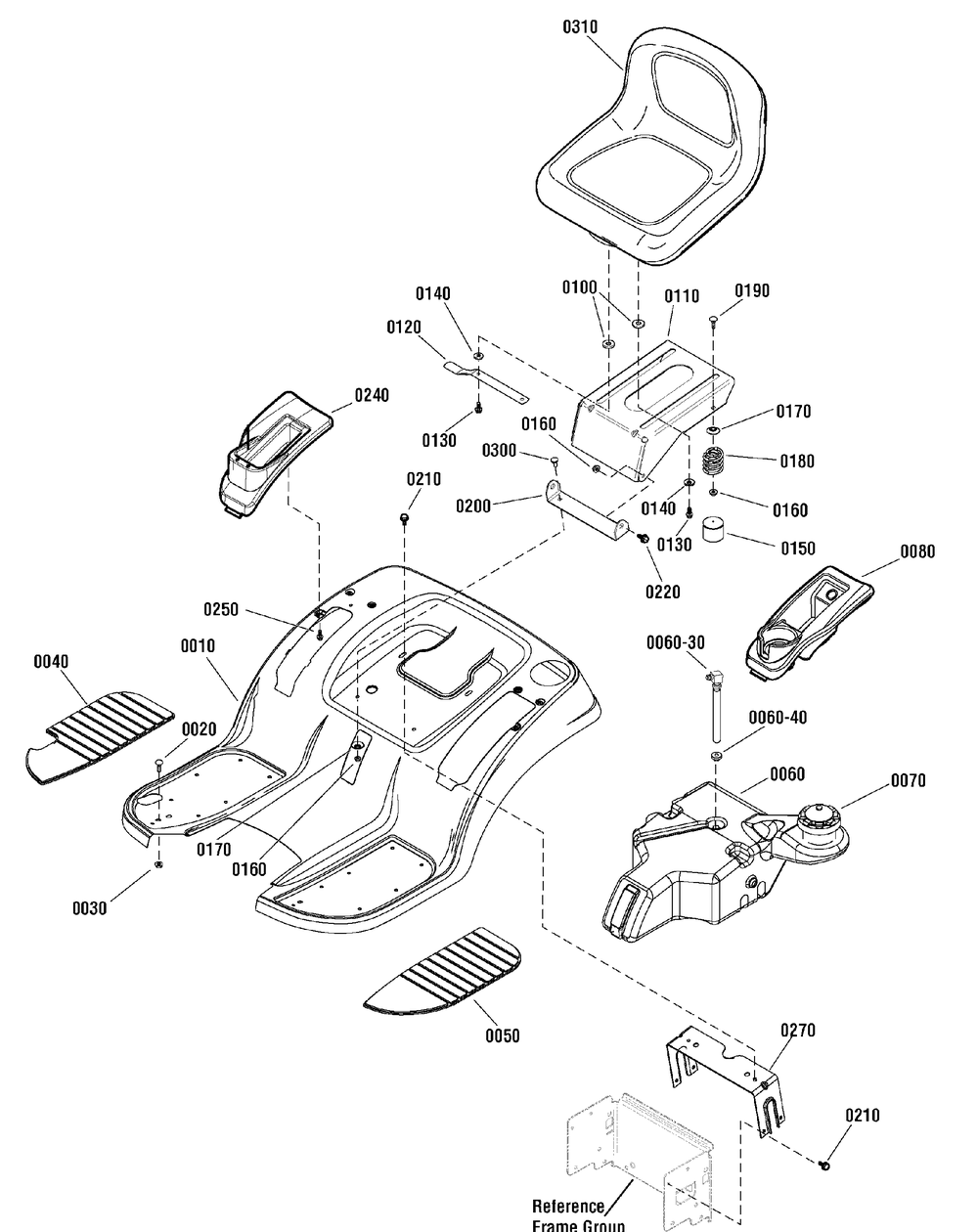 Seat Deck And Fuel Tank Group Diagram and Parts List for 2690912  Briggs and Stratton Lawn Tractor